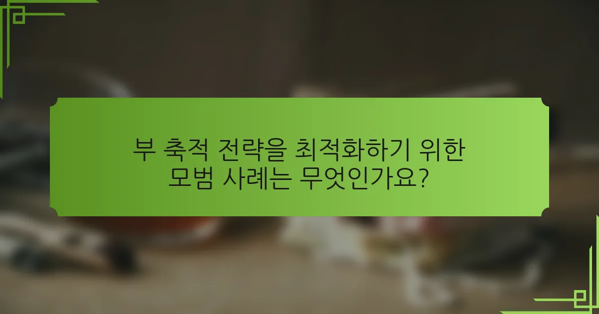 부 축적 전략을 최적화하기 위한 모범 사례는 무엇인가요?