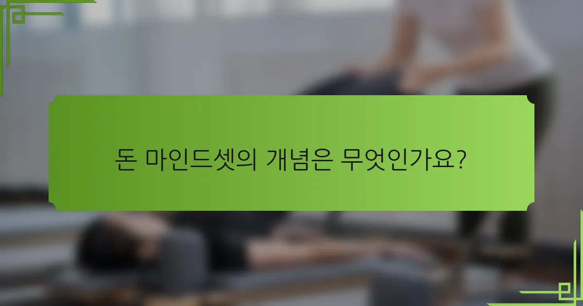 돈 마인드셋의 개념은 무엇인가요?
