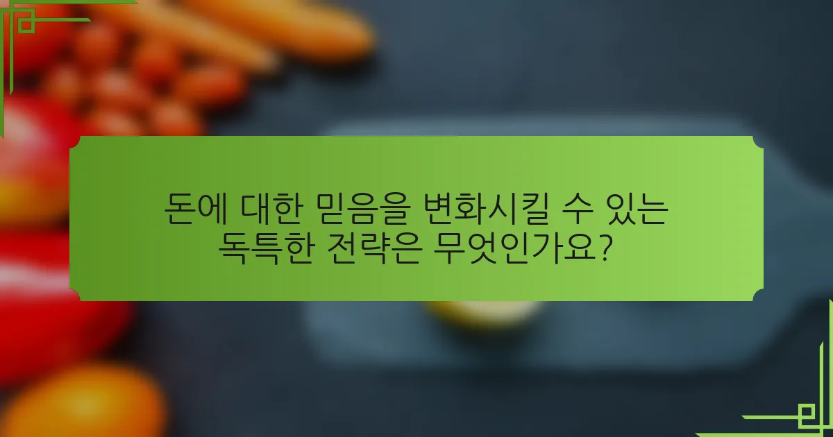 돈에 대한 믿음을 변화시킬 수 있는 독특한 전략은 무엇인가요?