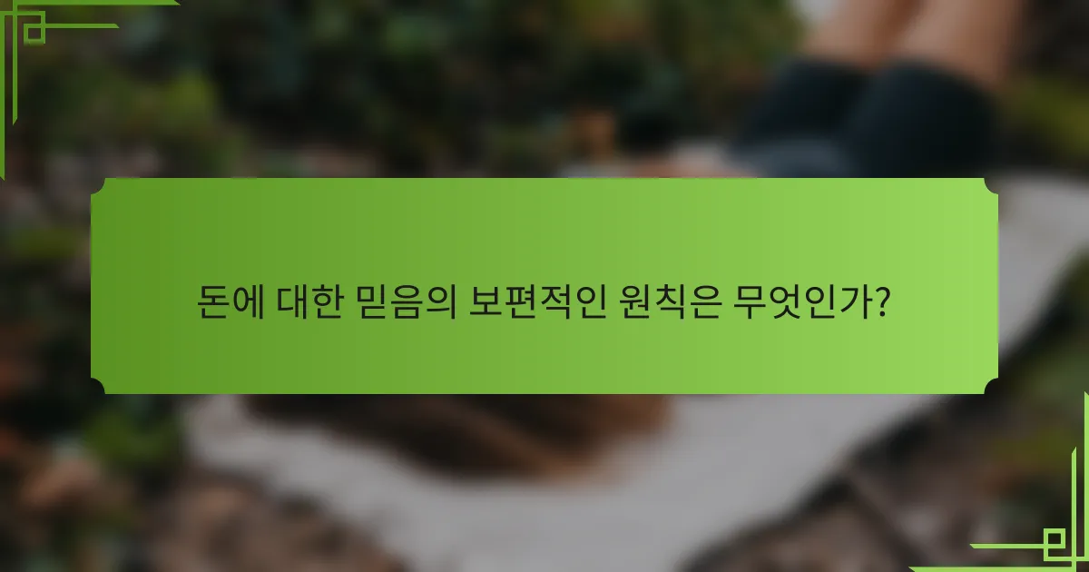 돈에 대한 믿음의 보편적인 원칙은 무엇인가?