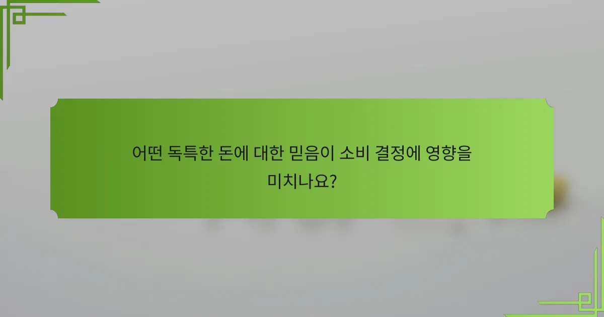 어떤 독특한 돈에 대한 믿음이 소비 결정에 영향을 미치나요?