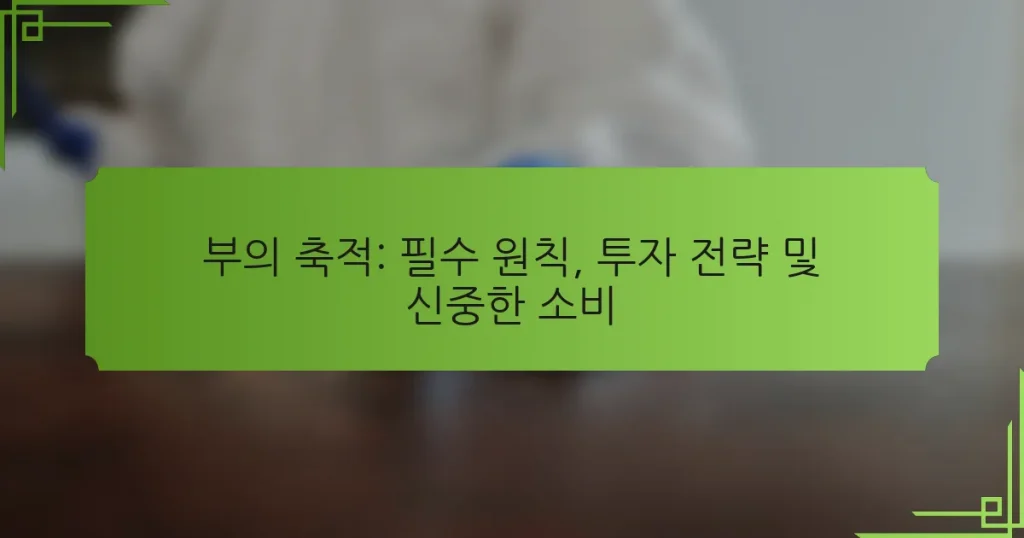 부의 축적: 필수 원칙, 투자 전략 및 신중한 소비