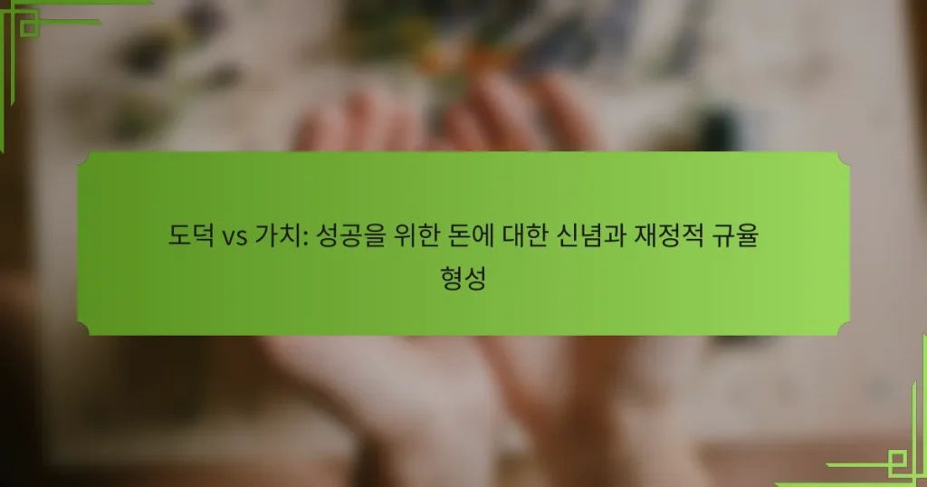 도덕 vs 가치: 성공을 위한 돈에 대한 신념과 재정적 규율 형성