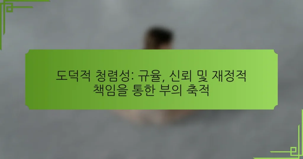 도덕적 청렴성: 규율, 신뢰 및 재정적 책임을 통한 부의 축적