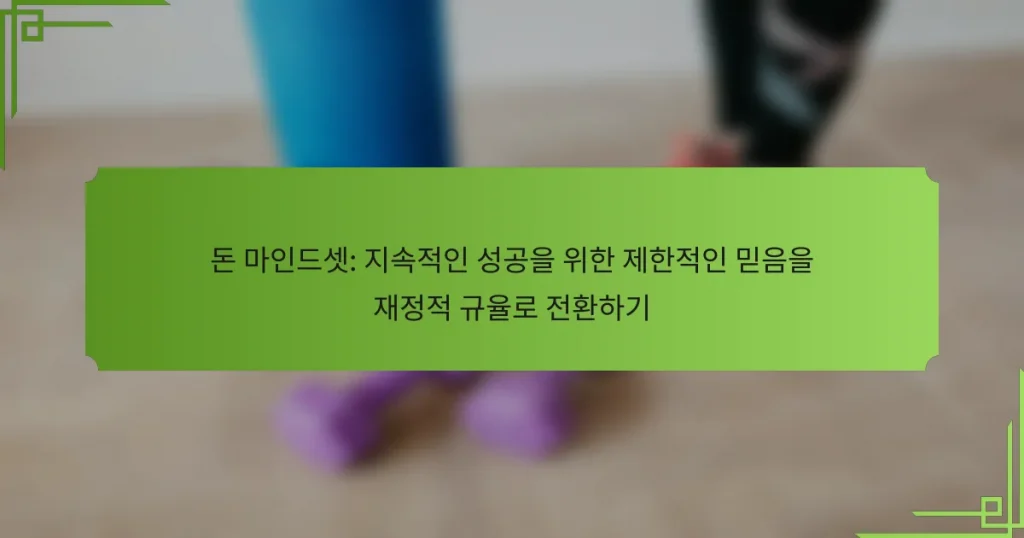 돈 마인드셋: 지속적인 성공을 위한 제한적인 믿음을 재정적 규율로 전환하기
