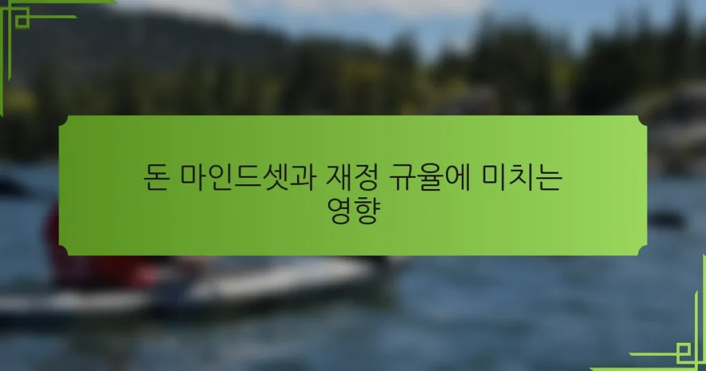돈 마인드셋과 재정 규율에 미치는 영향