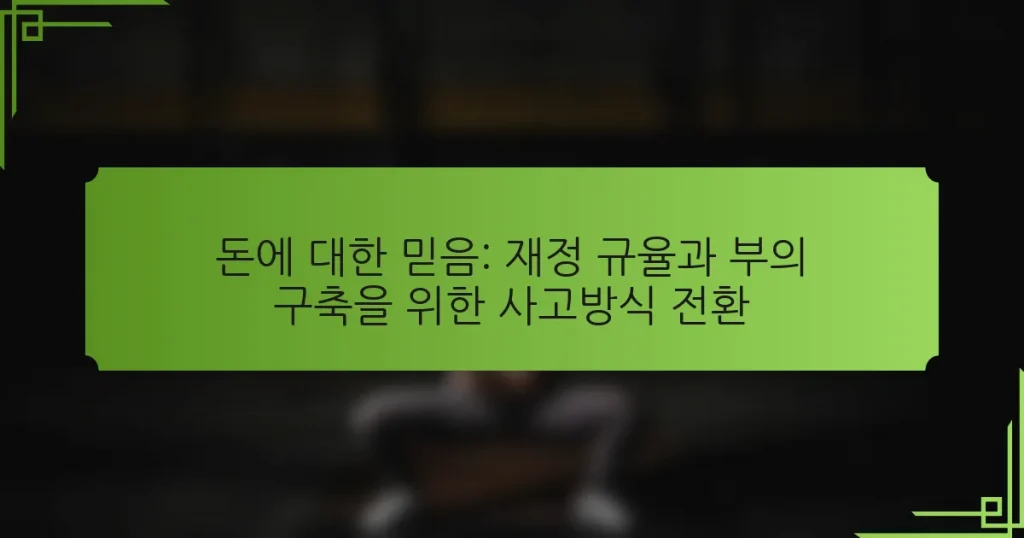 돈에 대한 믿음: 재정 규율과 부의 구축을 위한 사고방식 전환