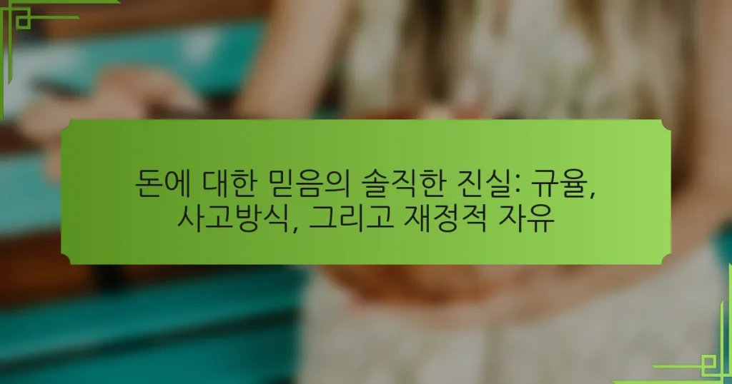 돈에 대한 믿음의 솔직한 진실: 규율, 사고방식, 그리고 재정적 자유