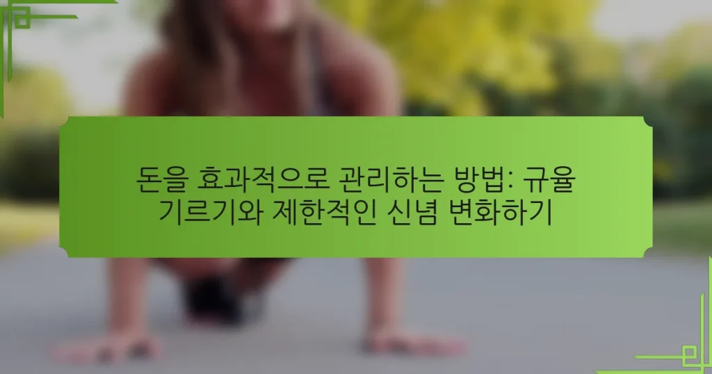 돈을 효과적으로 관리하는 방법: 규율 기르기와 제한적인 신념 변화하기