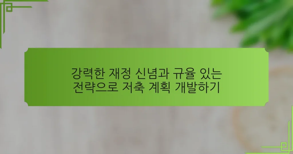 강력한 재정 신념과 규율 있는 전략으로 저축 계획 개발하기