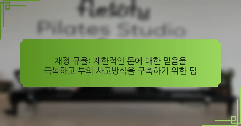 재정 규율: 제한적인 돈에 대한 믿음을 극복하고 부의 사고방식을 구축하기 위한 팁