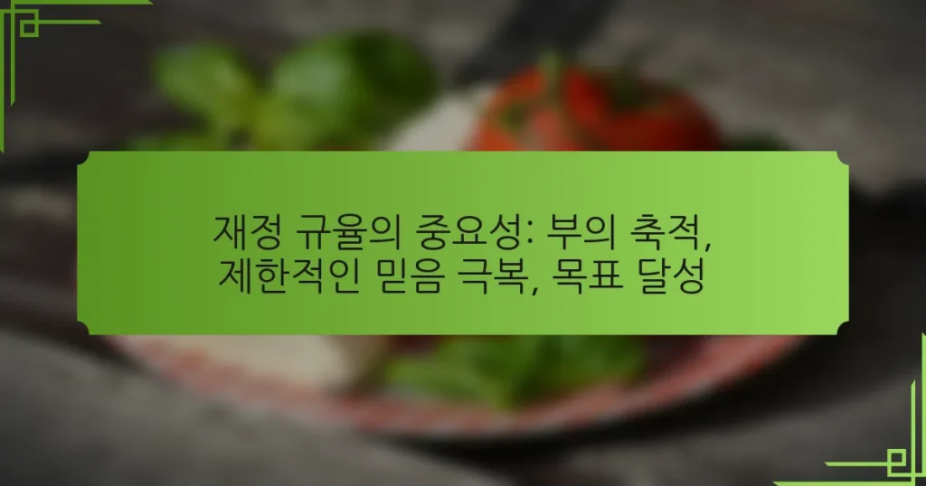 재정 규율의 중요성: 부의 축적, 제한적인 믿음 극복, 목표 달성