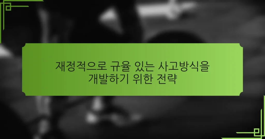 재정적으로 규율 있는 사고방식을 개발하기 위한 전략