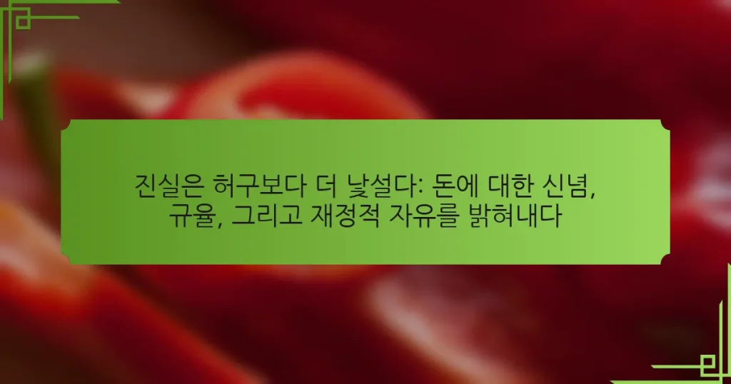 진실은 허구보다 더 낯설다: 돈에 대한 신념, 규율, 그리고 재정적 자유를 밝혀내다