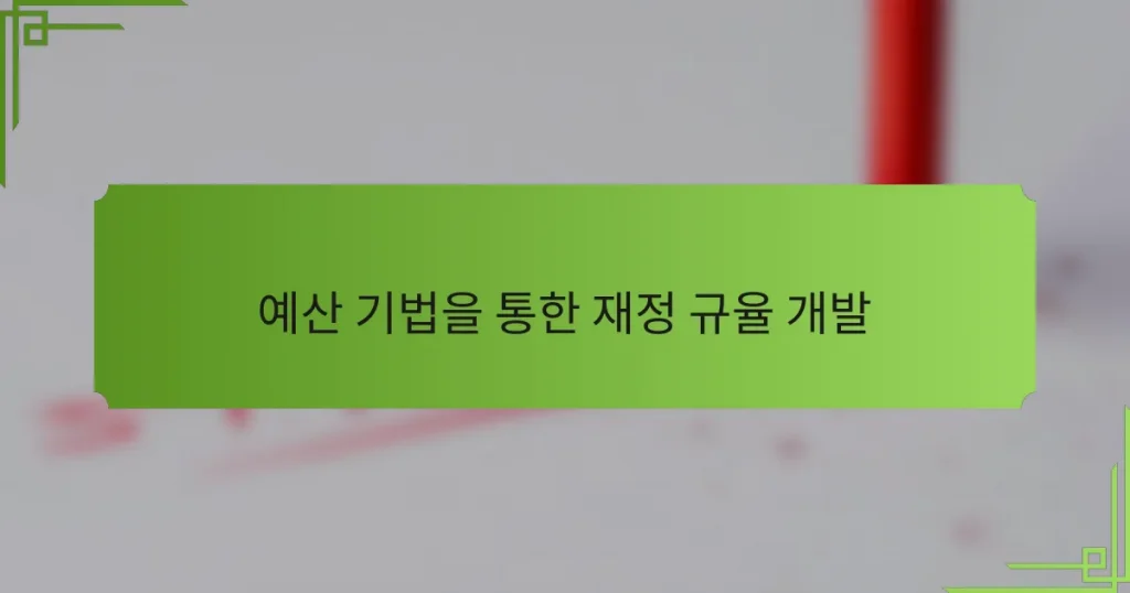 예산 기법을 통한 재정 규율 개발