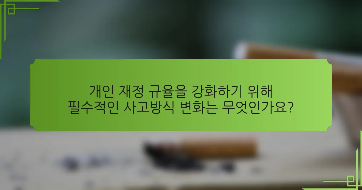 개인 재정 규율을 강화하기 위해 필수적인 사고방식 변화는 무엇인가요?