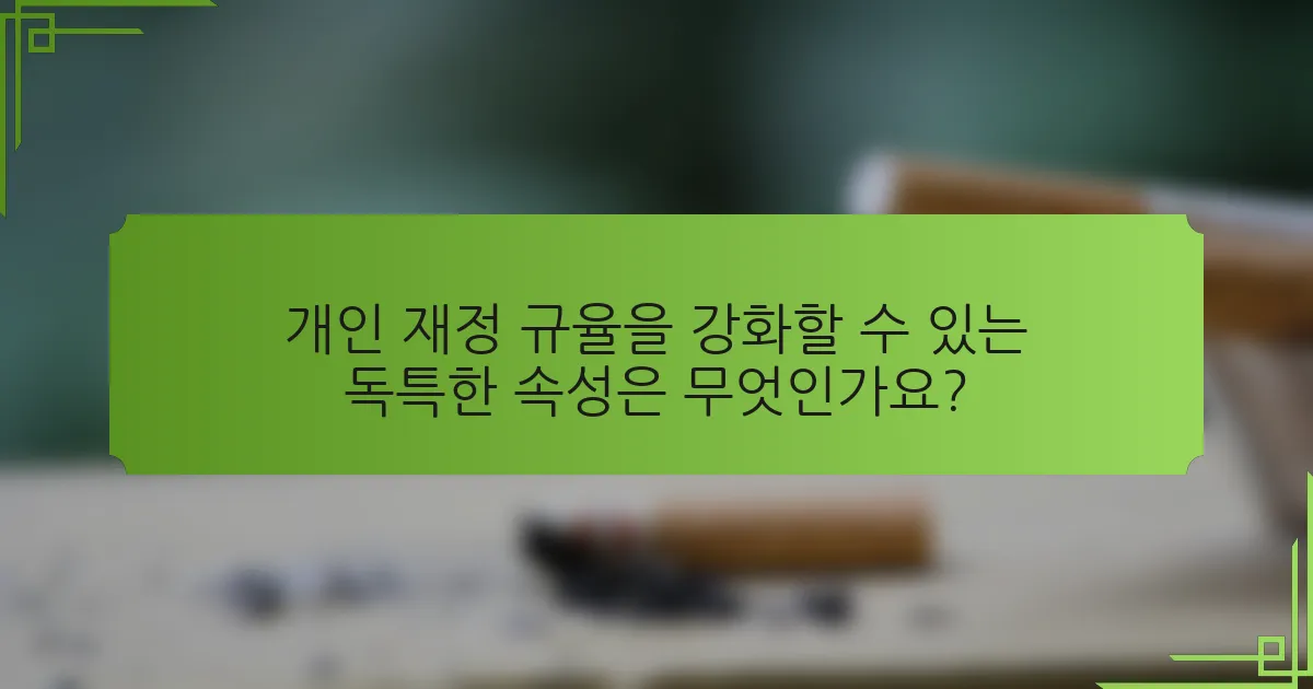 개인 재정 규율을 강화할 수 있는 독특한 속성은 무엇인가요?