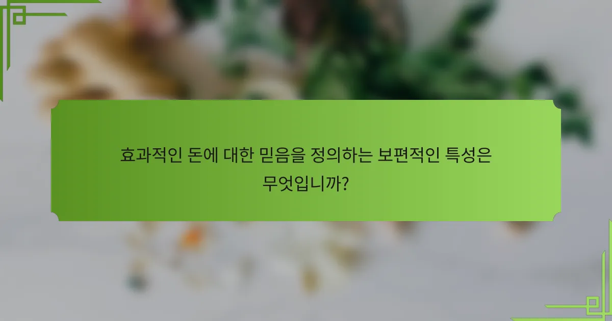 효과적인 돈에 대한 믿음을 정의하는 보편적인 특성은 무엇입니까?