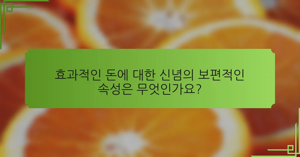 효과적인 돈에 대한 신념의 보편적인 속성은 무엇인가요?