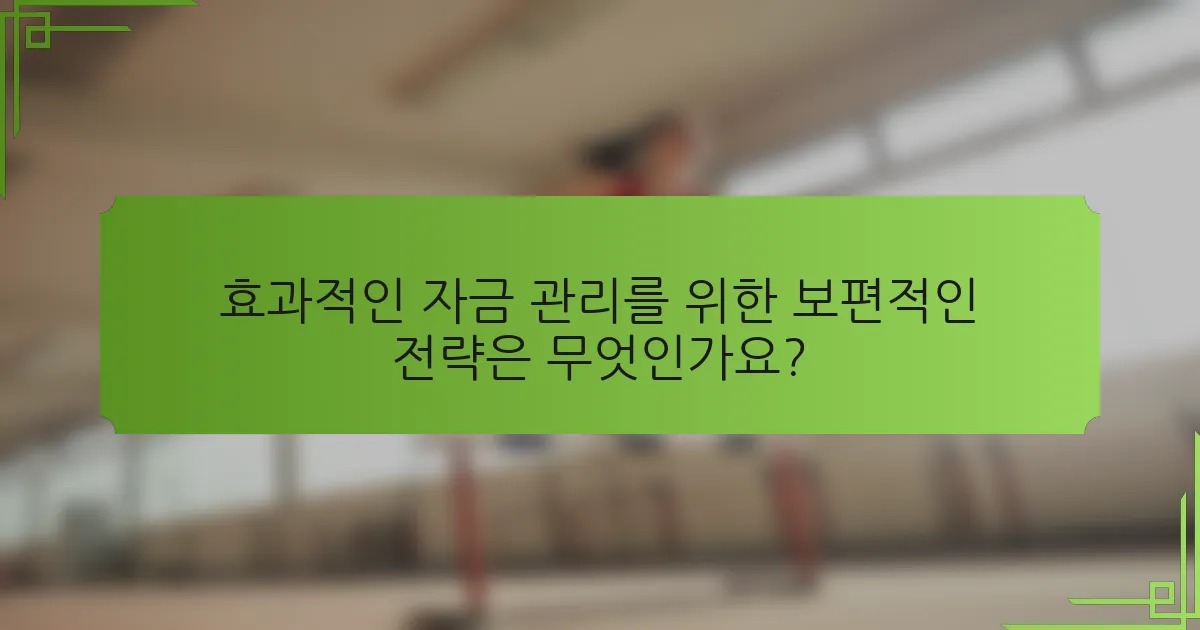 효과적인 자금 관리를 위한 보편적인 전략은 무엇인가요?