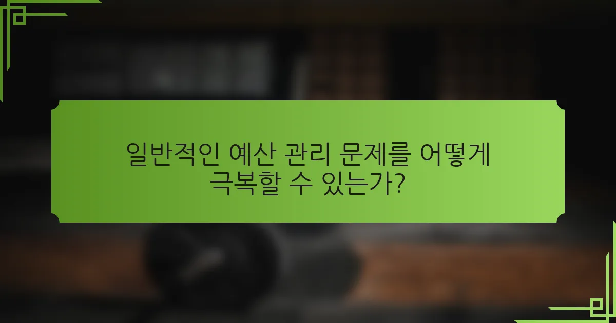 일반적인 예산 관리 문제를 어떻게 극복할 수 있는가?