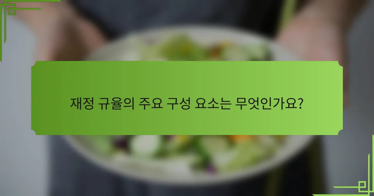 재정 규율의 주요 구성 요소는 무엇인가요?