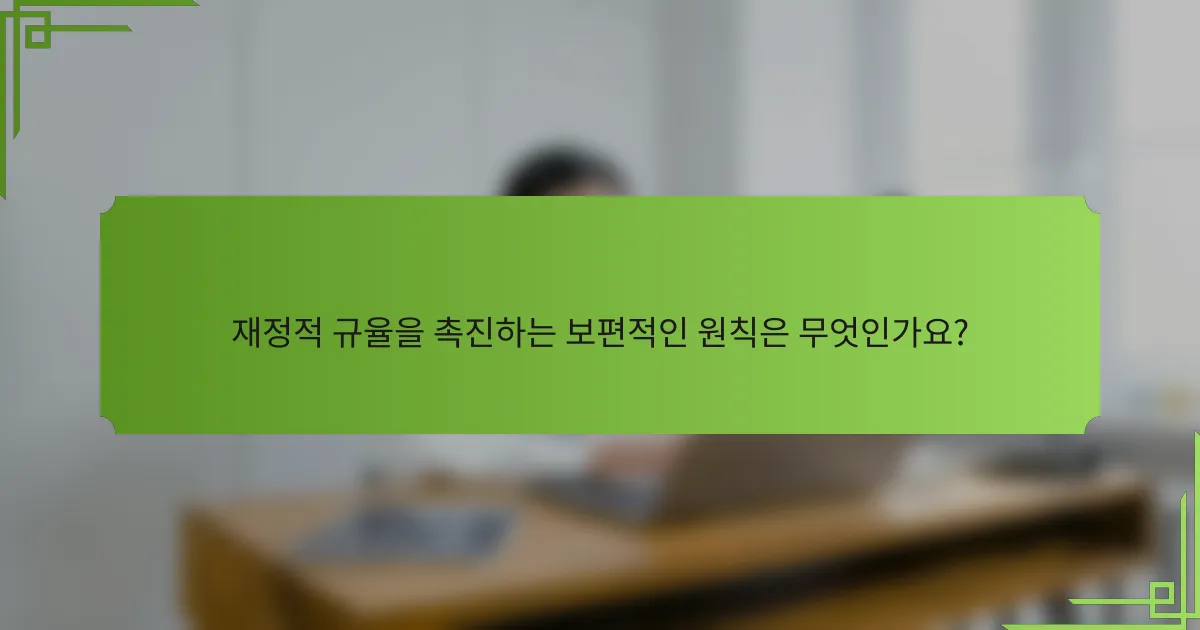 재정적 규율을 촉진하는 보편적인 원칙은 무엇인가요?