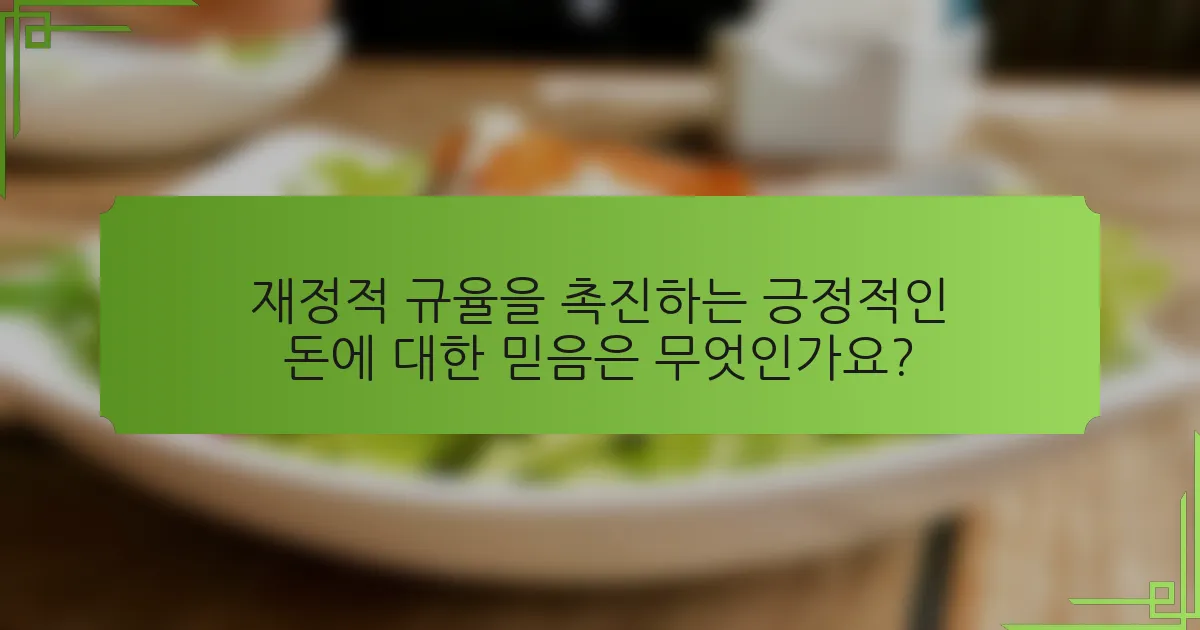 재정적 규율을 촉진하는 긍정적인 돈에 대한 믿음은 무엇인가요?