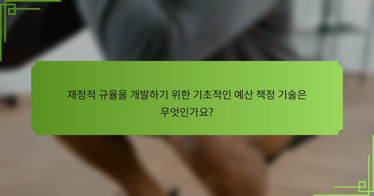 재정적 규율을 개발하기 위한 기초적인 예산 책정 기술은 무엇인가요?