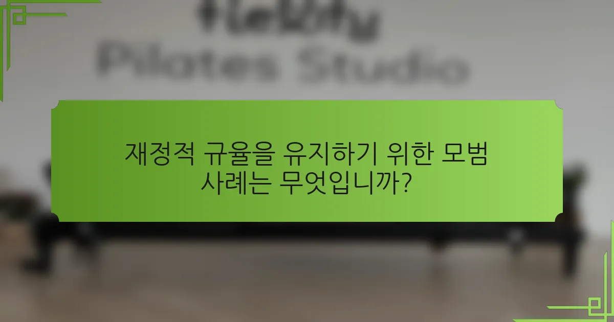 재정적 규율을 유지하기 위한 모범 사례는 무엇입니까?