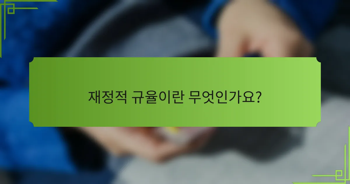 재정적 규율이란 무엇인가요?