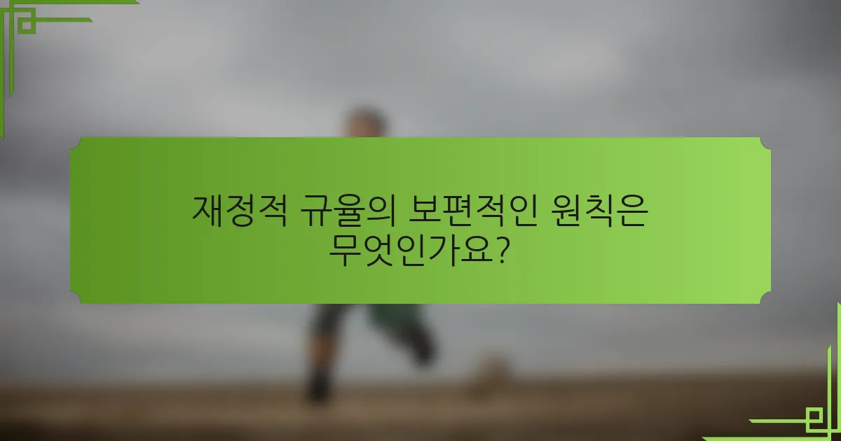 재정적 규율의 보편적인 원칙은 무엇인가요?