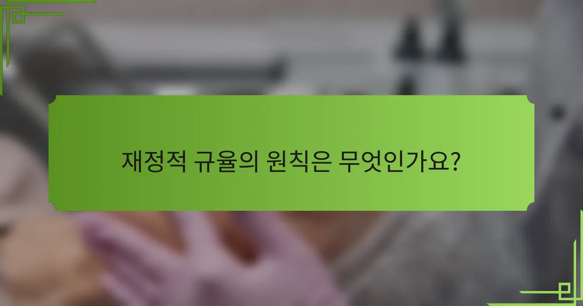 재정적 규율의 원칙은 무엇인가요?
