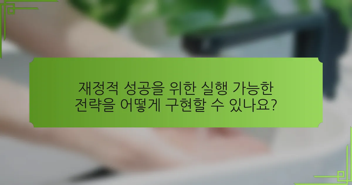 재정적 성공을 위한 실행 가능한 전략을 어떻게 구현할 수 있나요?
