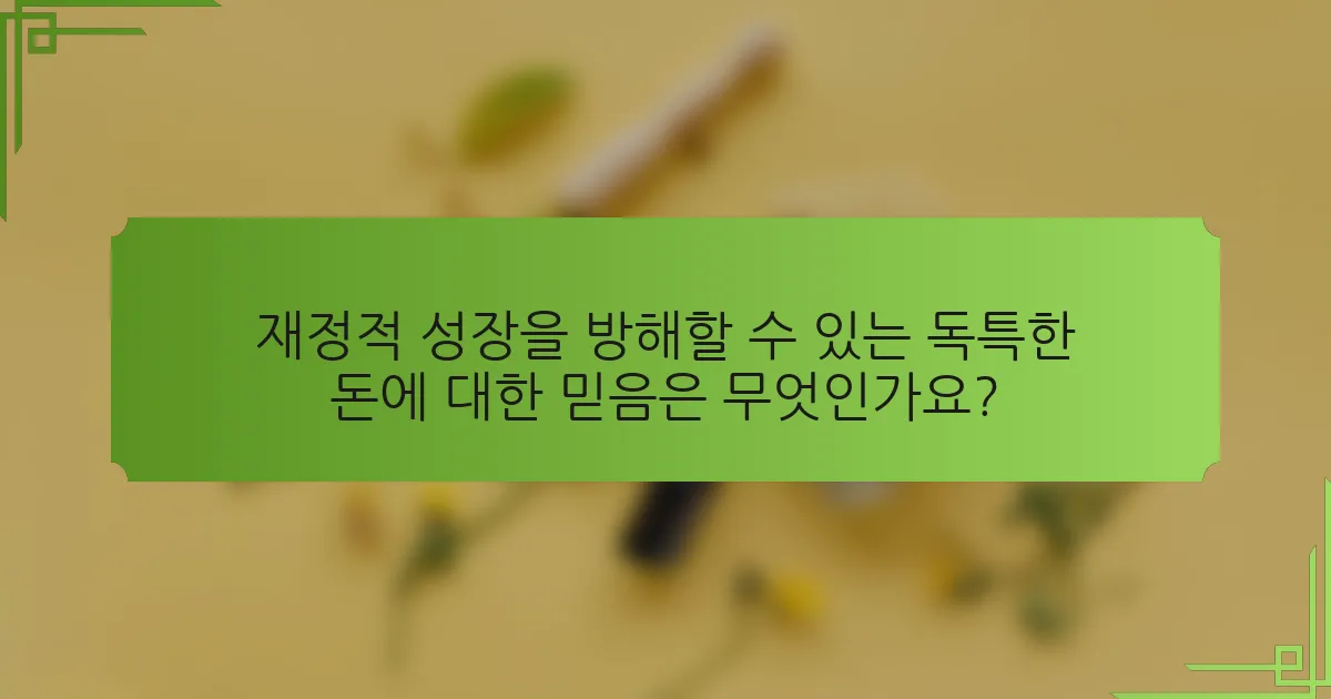 재정적 성장을 방해할 수 있는 독특한 돈에 대한 믿음은 무엇인가요?