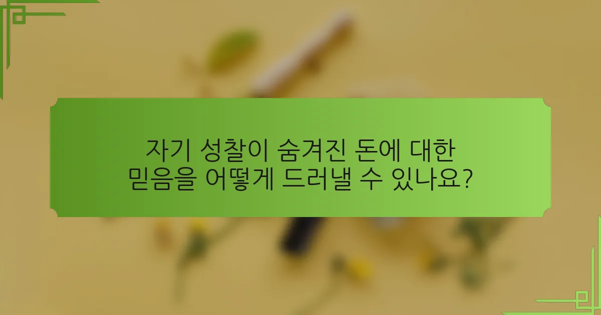 자기 성찰이 숨겨진 돈에 대한 믿음을 어떻게 드러낼 수 있나요?