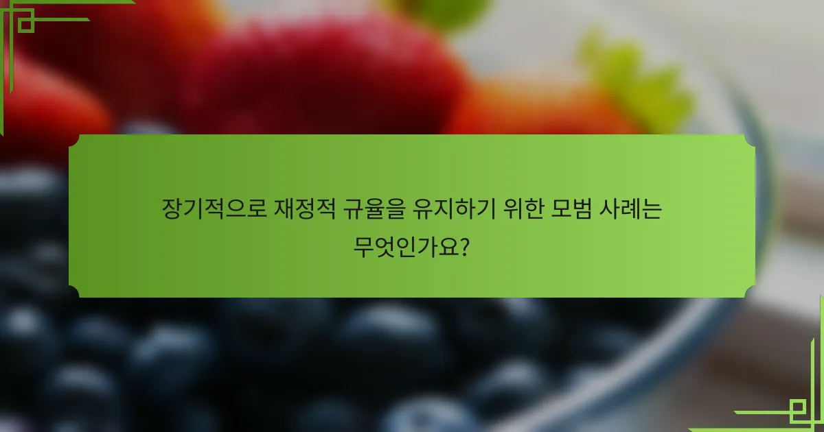 장기적으로 재정적 규율을 유지하기 위한 모범 사례는 무엇인가요?
