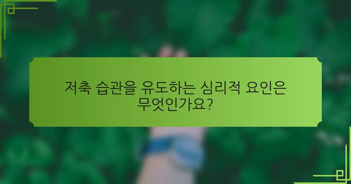 저축 습관을 유도하는 심리적 요인은 무엇인가요?