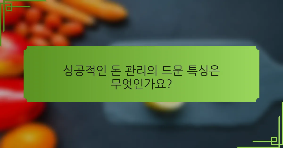 성공적인 돈 관리의 드문 특성은 무엇인가요?