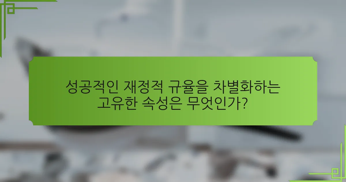 성공적인 재정적 규율을 차별화하는 고유한 속성은 무엇인가?