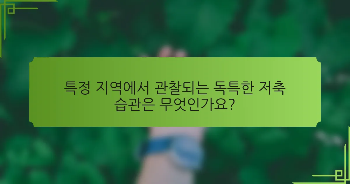 특정 지역에서 관찰되는 독특한 저축 습관은 무엇인가요?