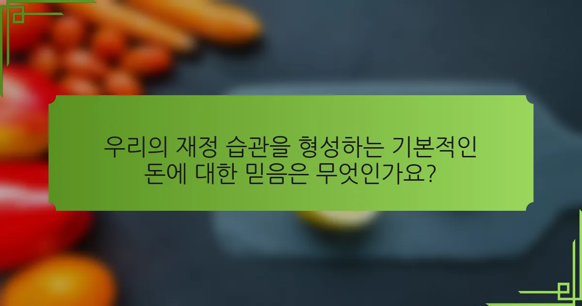 우리의 재정 습관을 형성하는 기본적인 돈에 대한 믿음은 무엇인가요?
