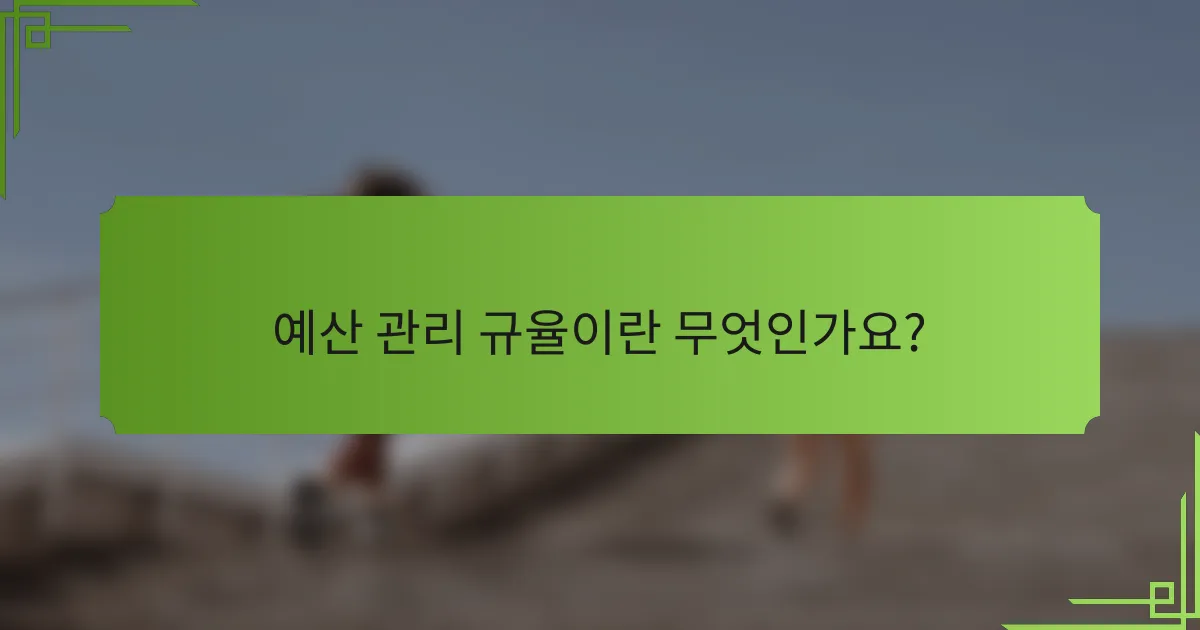 예산 관리 규율이란 무엇인가요?