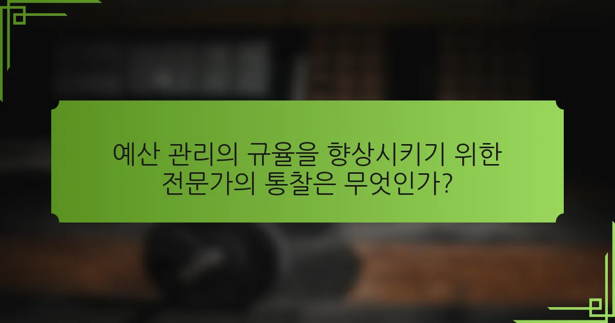 예산 관리의 규율을 향상시키기 위한 전문가의 통찰은 무엇인가?