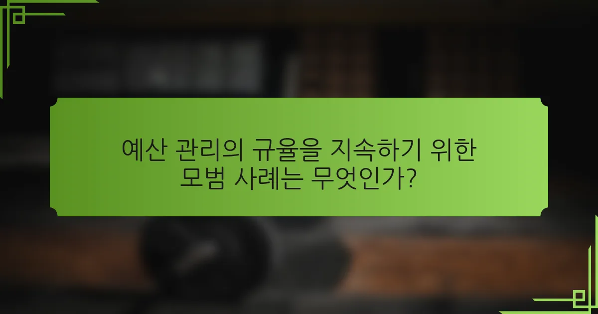예산 관리의 규율을 지속하기 위한 모범 사례는 무엇인가?